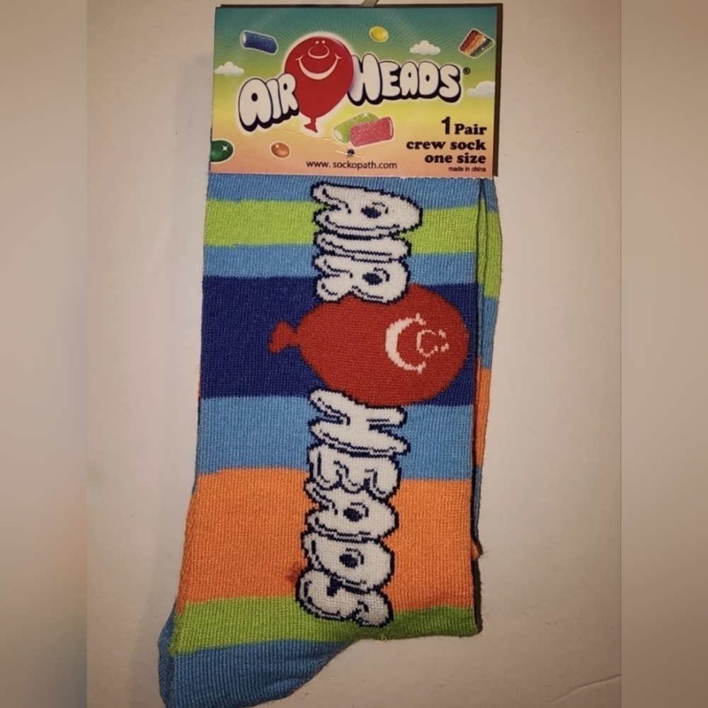 4/$25 Air Heads Candy Novelty Crew Socks Unisex Gender Neutral New